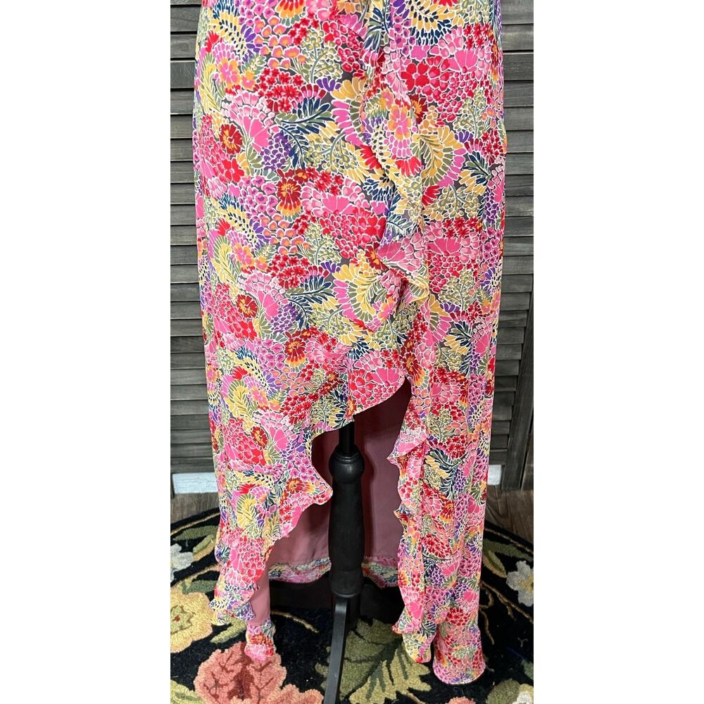 VICI Tropical Floral Hi Low Maxi Dress Open Back Cruise Resort Wedding S NWOT - Picture 6 of 11